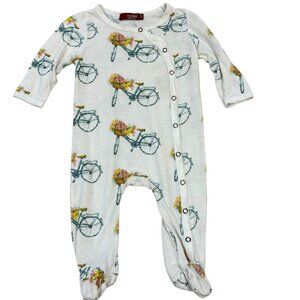 Milkbarn Baby Bicycle Print Footed Romper 3-6 Months